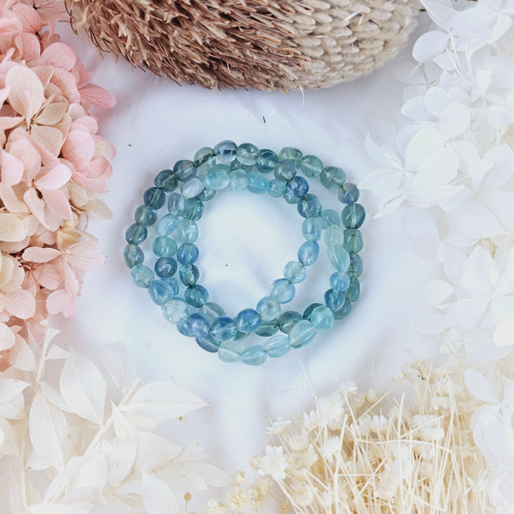 Blue Green Fluorite Bracelet - Tumbled