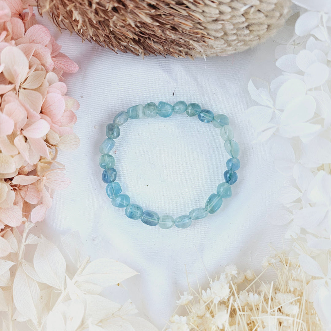 Blue Green Fluorite Bracelet - Tumbled