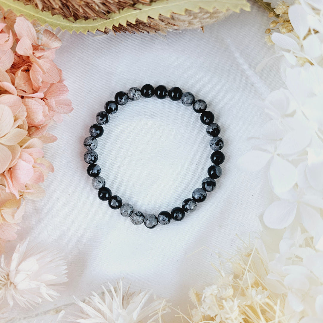 Snowflake Obsidian Bracelet - 6mm #2