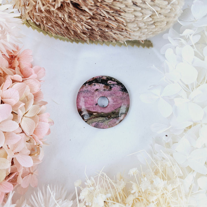 Rhodonite Donut Pendant