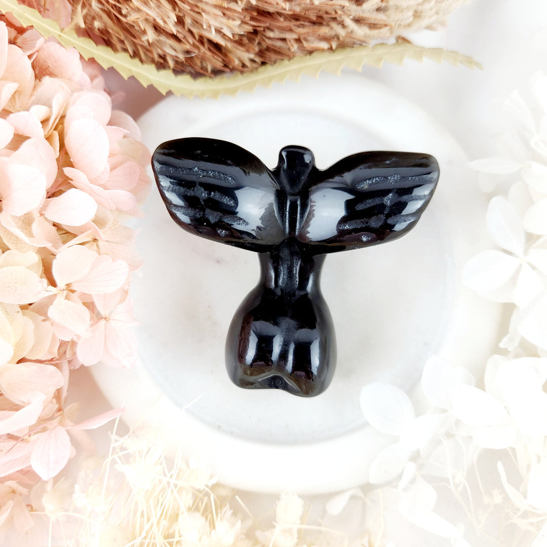 Black Obsidian Goddess with Wings