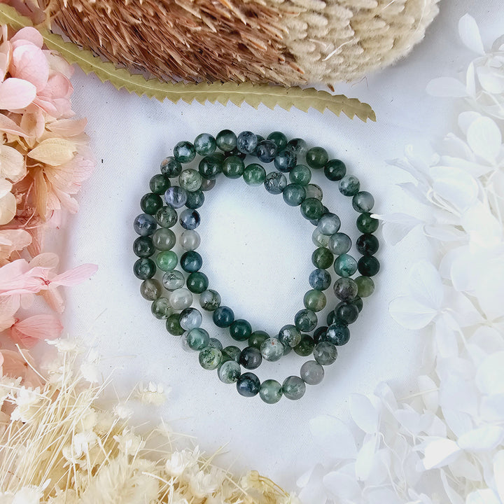 Moss Agate Bracelet - 6mm #1