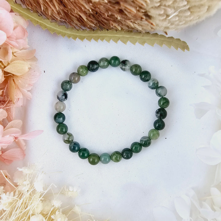 Moss Agate Bracelet - 6mm #1