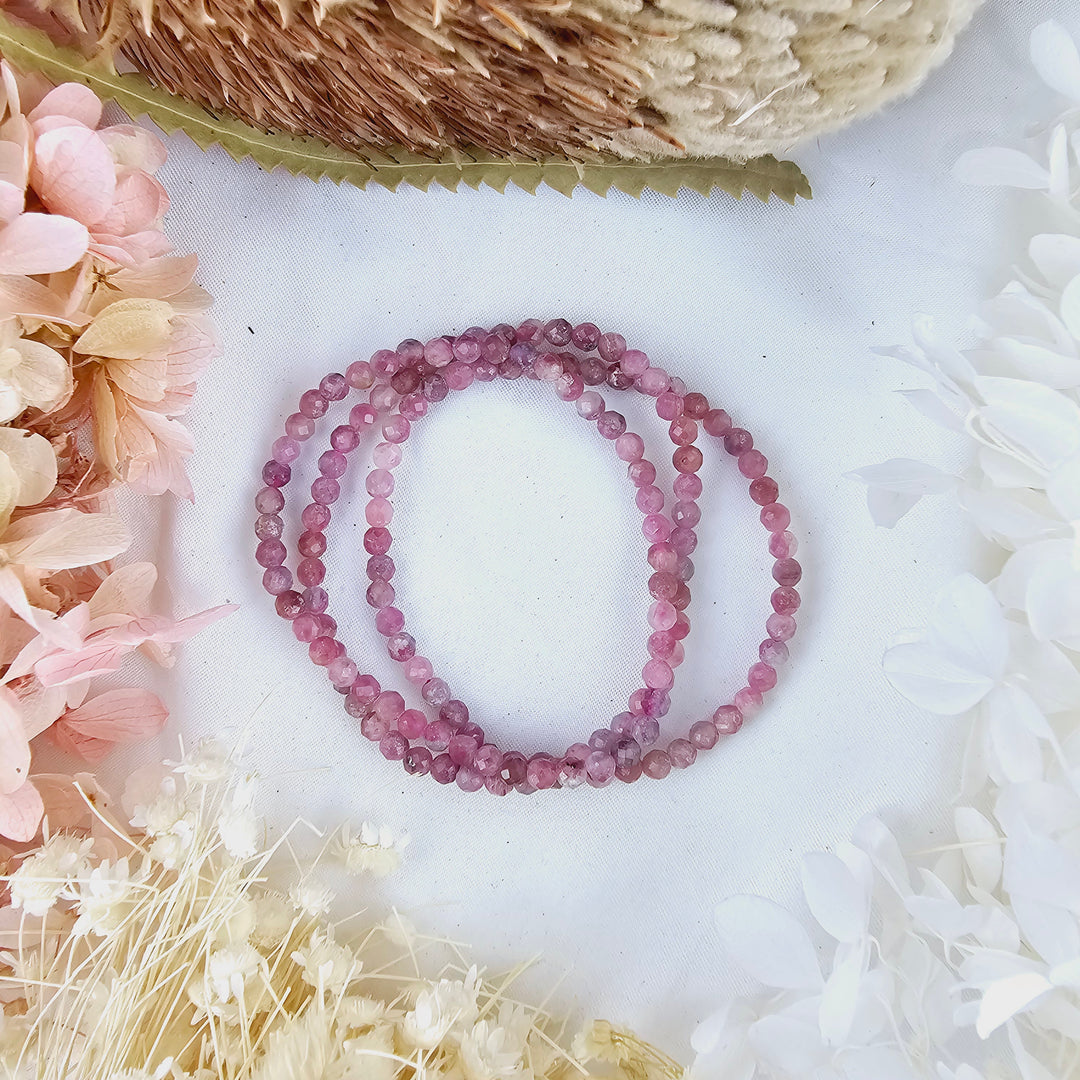 Pink Tourmaline Faceted Bracelet - 4mm