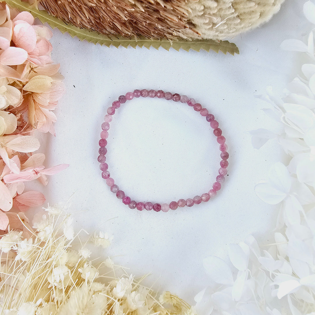 Pink Tourmaline Faceted Bracelet - 4mm