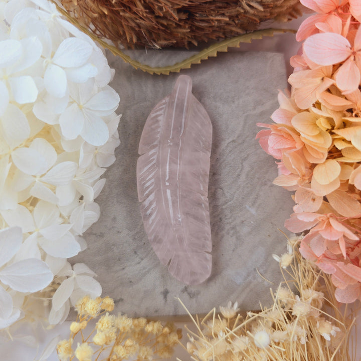 Rose Quartz Feather Pendant