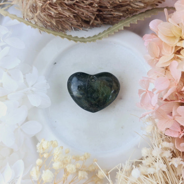 Labradorite Skull Lovers Heart Pendant