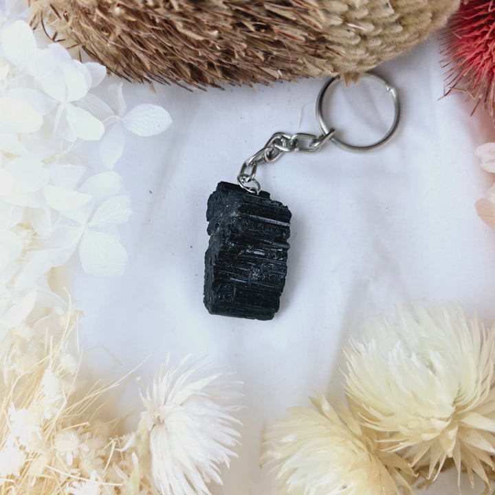 Black Tourmaline Natural Key Ring