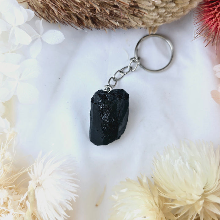 Black Tourmaline Natural Key Ring