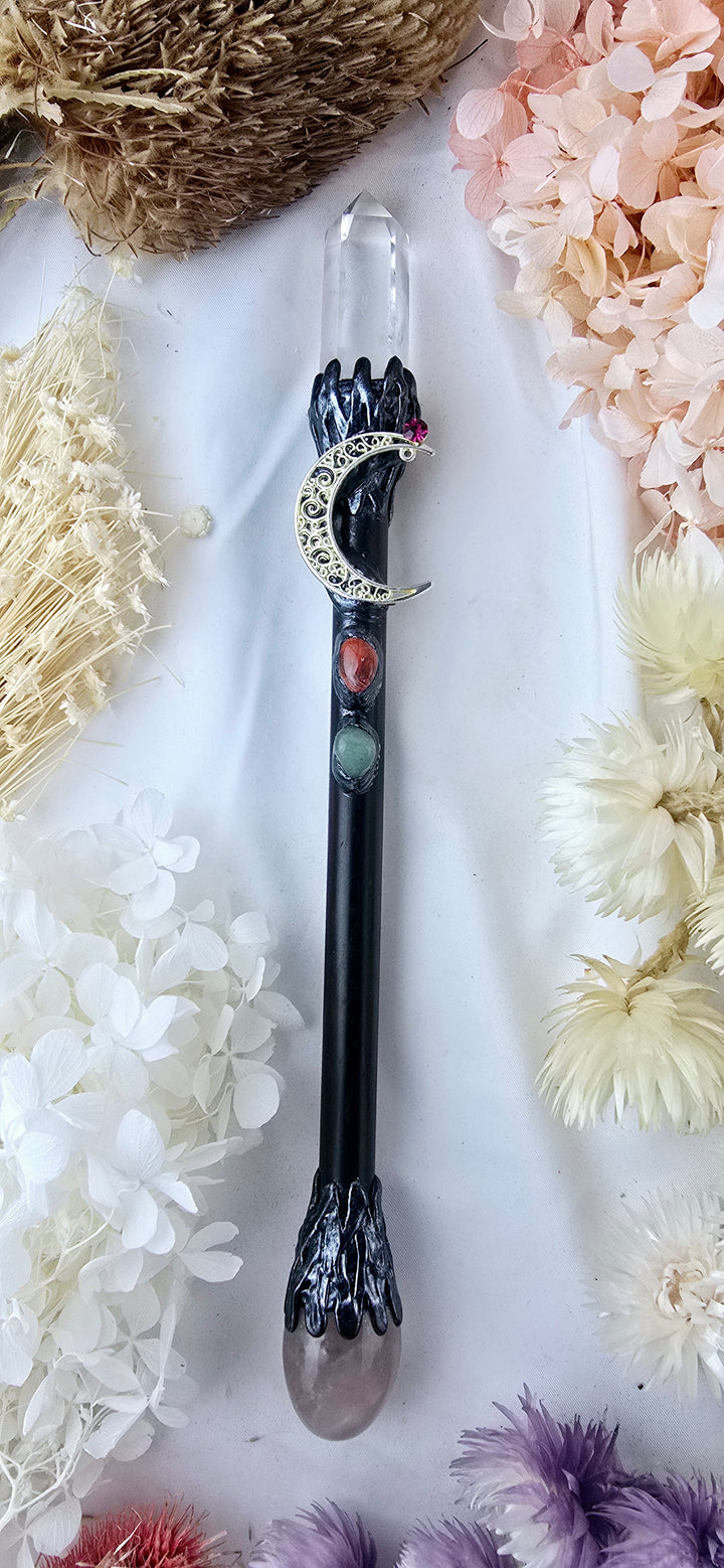 Clear Quartz Moon Wand