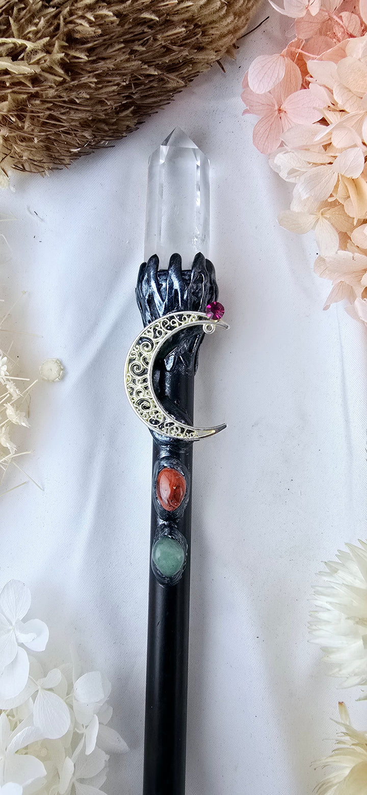 Clear Quartz Moon Wand