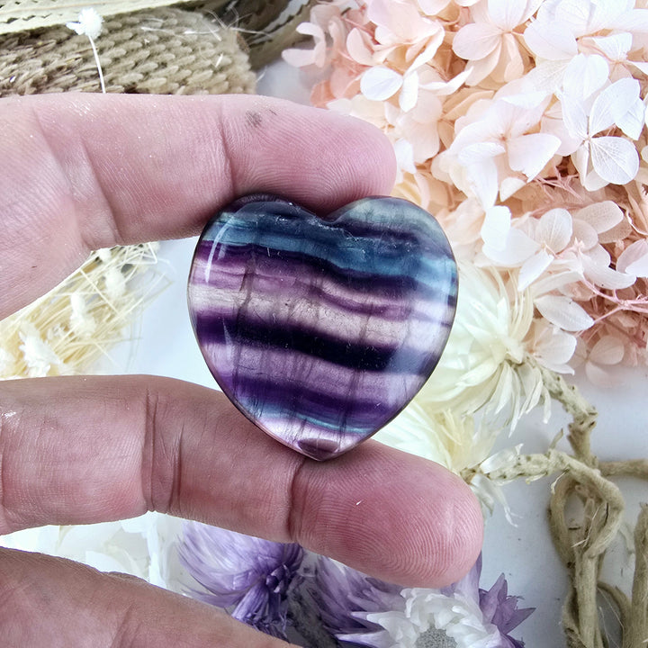 Rainbow Fluorite Heart