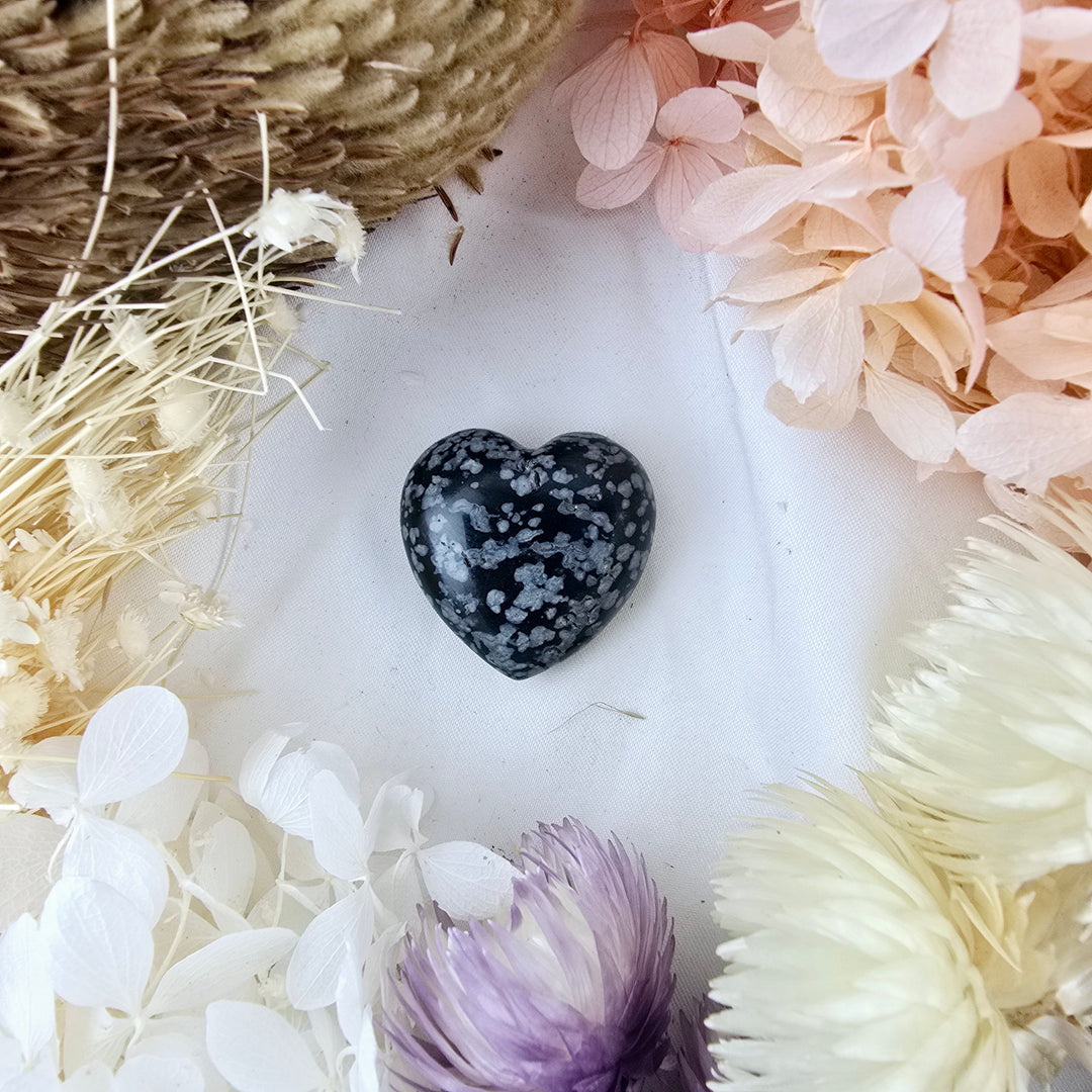 Snowflake Obsidian Heart