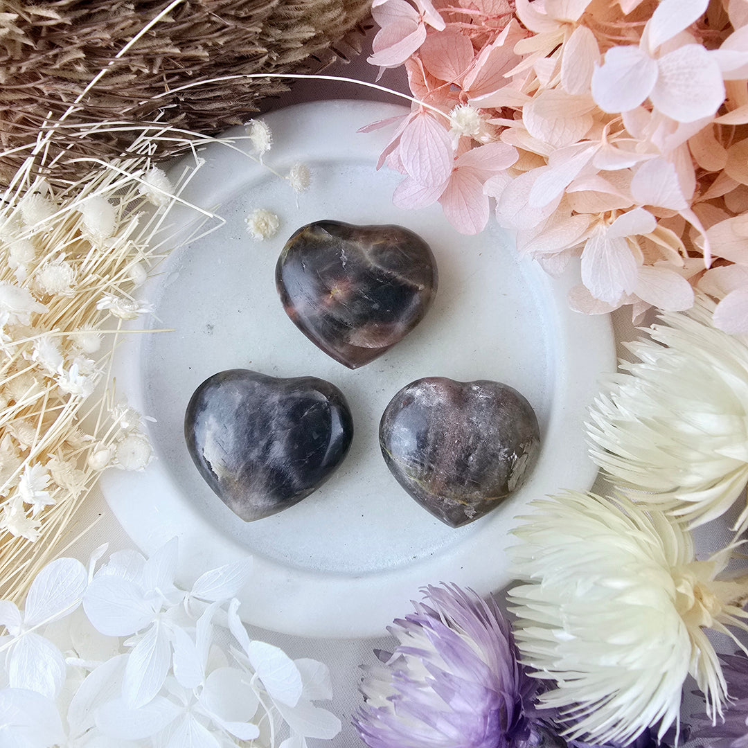Black Moonstone Heart