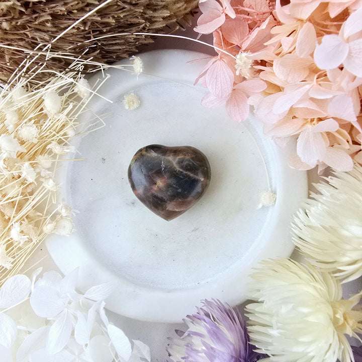 Black Moonstone Heart