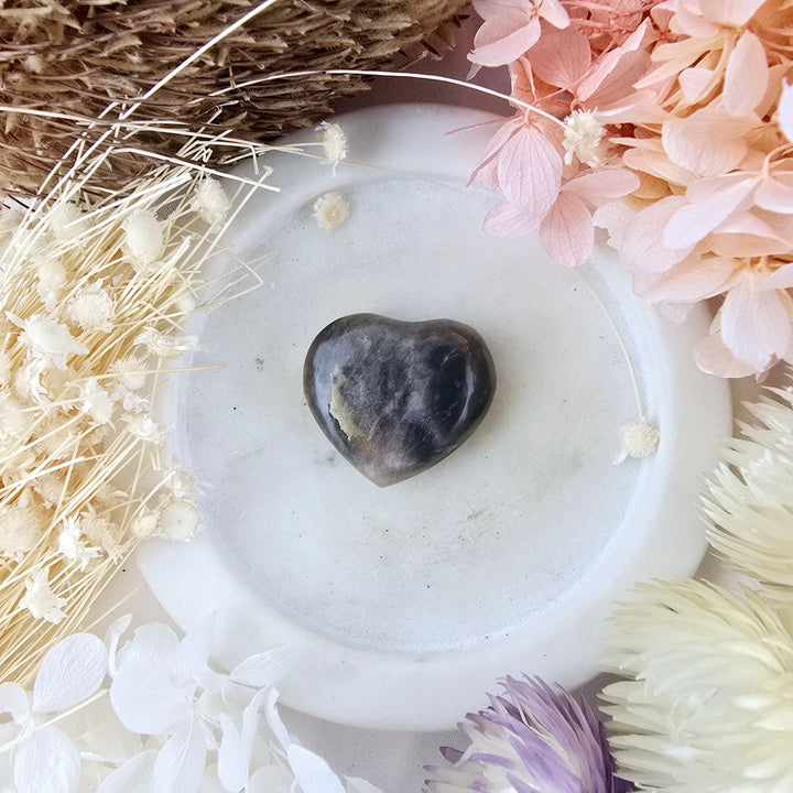 Black Moonstone Heart