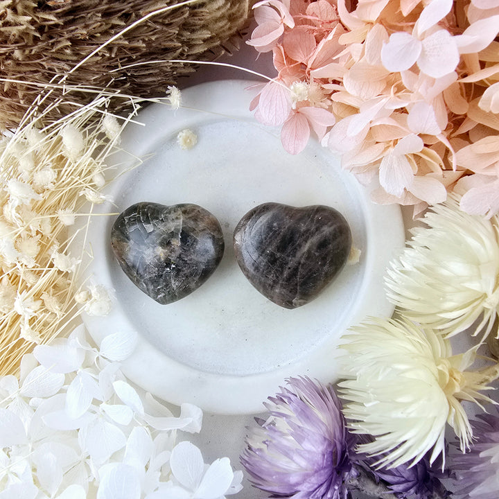Black Moonstone Heart