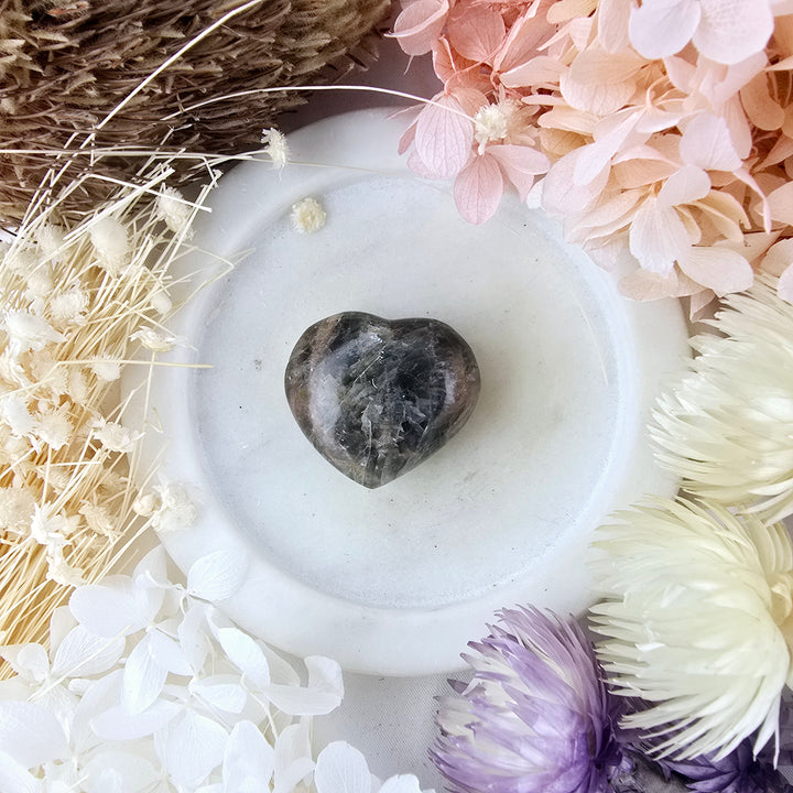 Black Moonstone Heart