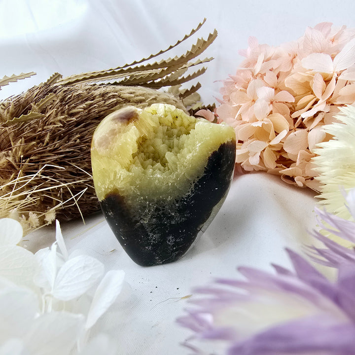 Septarian Nodule Free Form with Yellow Druze
