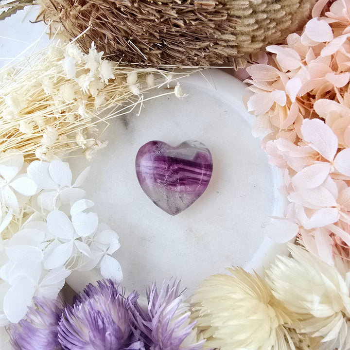 Rainbow Fluorite Heart