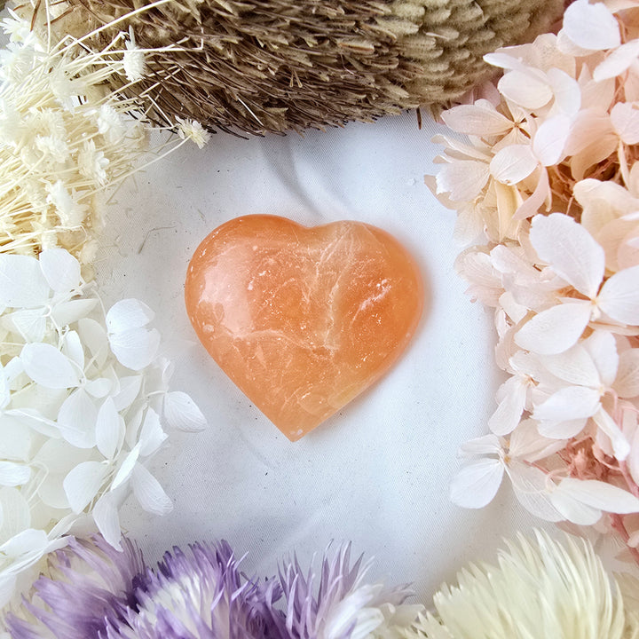 Orange Calcite Heart