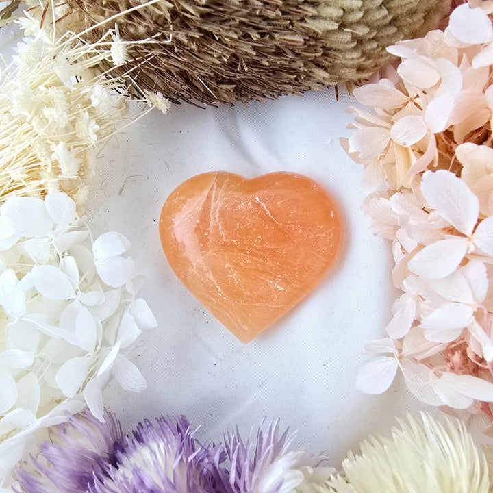 Orange Calcite Heart