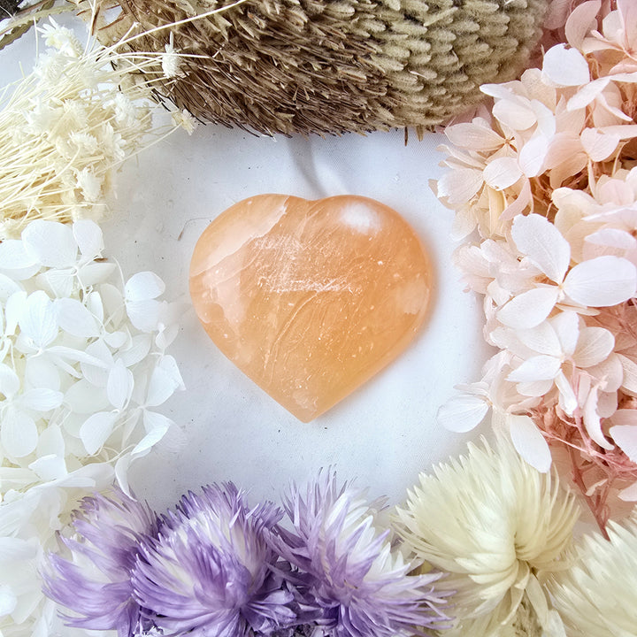 Orange Calcite Heart