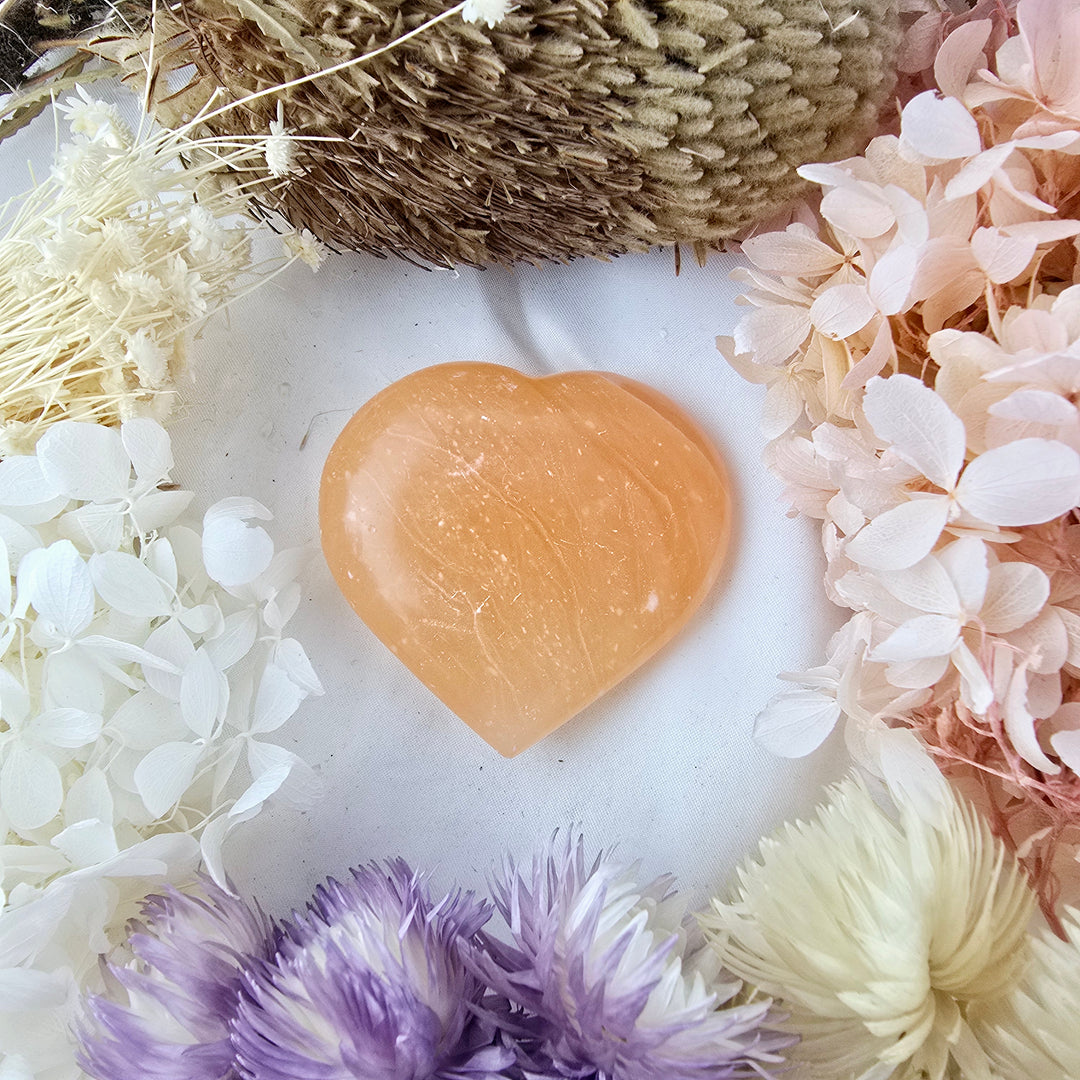 Orange Calcite Heart – Pure Lightness - Main Image
