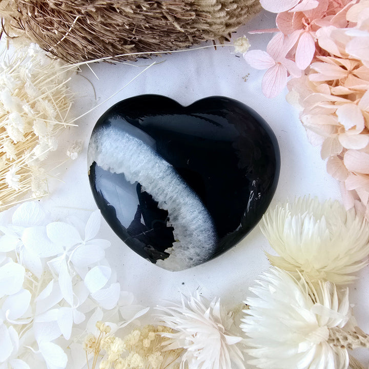 Black Agate Quartz Heart