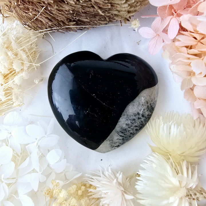 Black Agate Quartz Heart