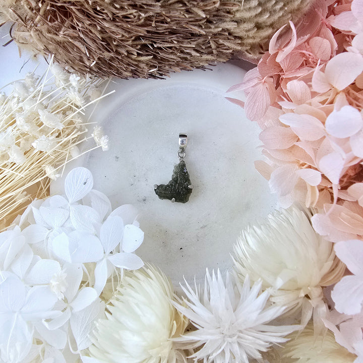 Moldavite Silver Pendant