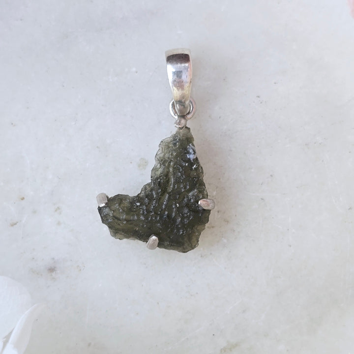 Moldavite Silver Pendant