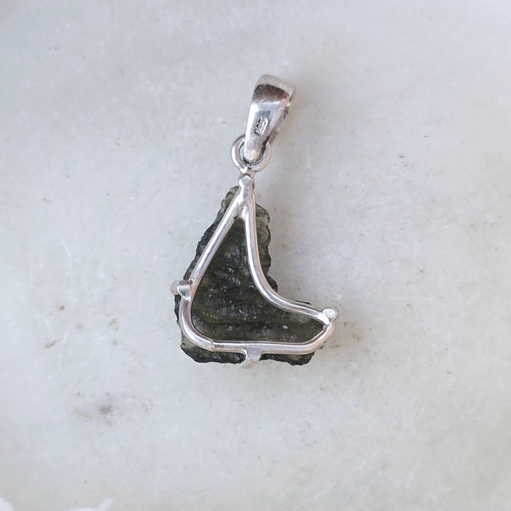 Moldavite Silver Pendant