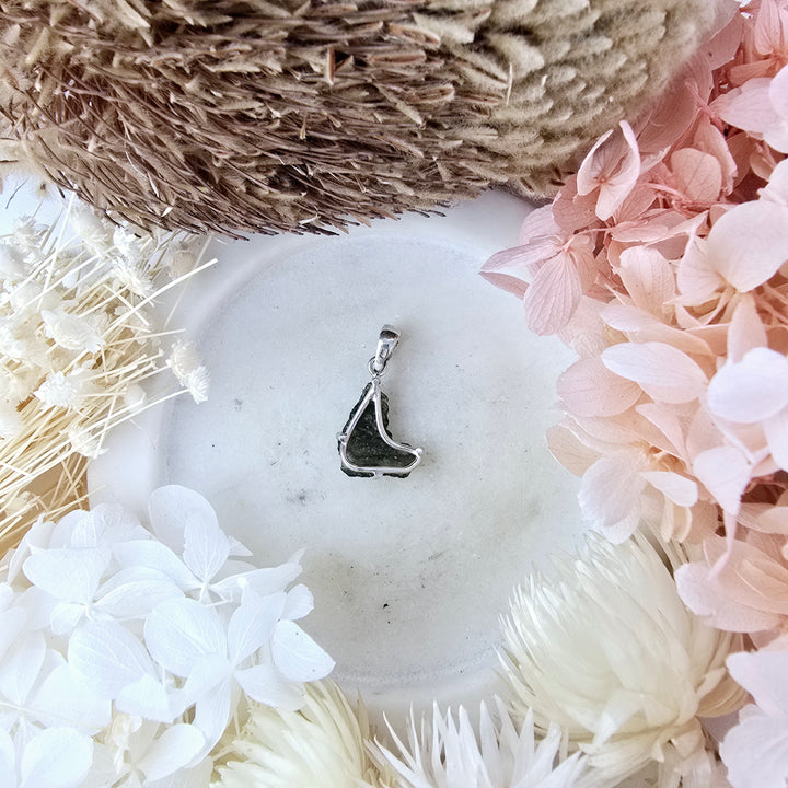 Moldavite Silver Pendant
