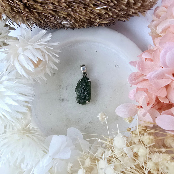 Moldavite Silver Pendant