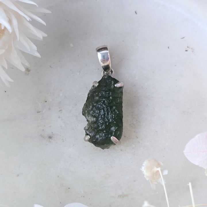 Moldavite Silver Pendant