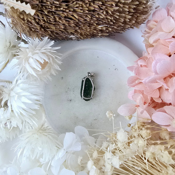 Moldavite Silver Pendant
