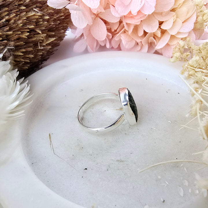 Moldavite Silver Ring