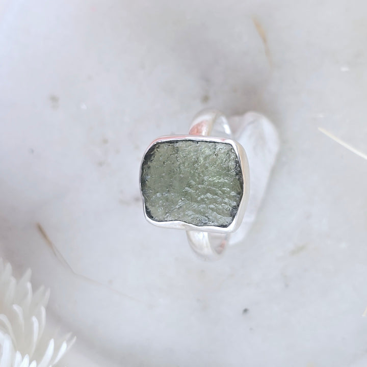 Moldavite Silver Ring