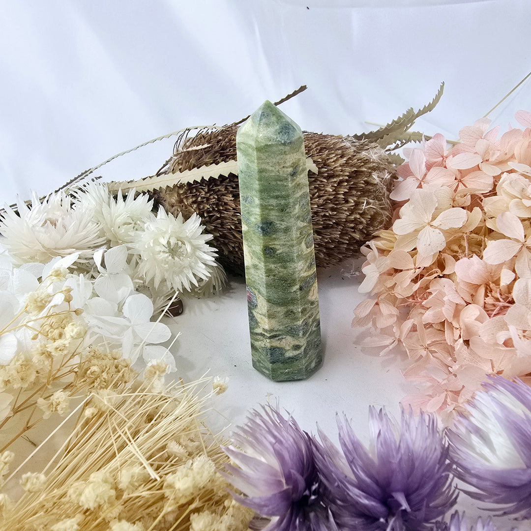 Ruby Fuchsite & Kyanite Tower