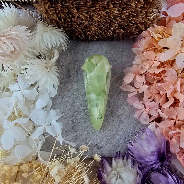 Prehnite Raven Skull Pendant