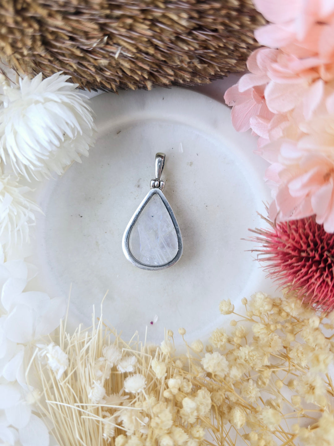 Rainbow Moonstone Sterling Silver Pendant