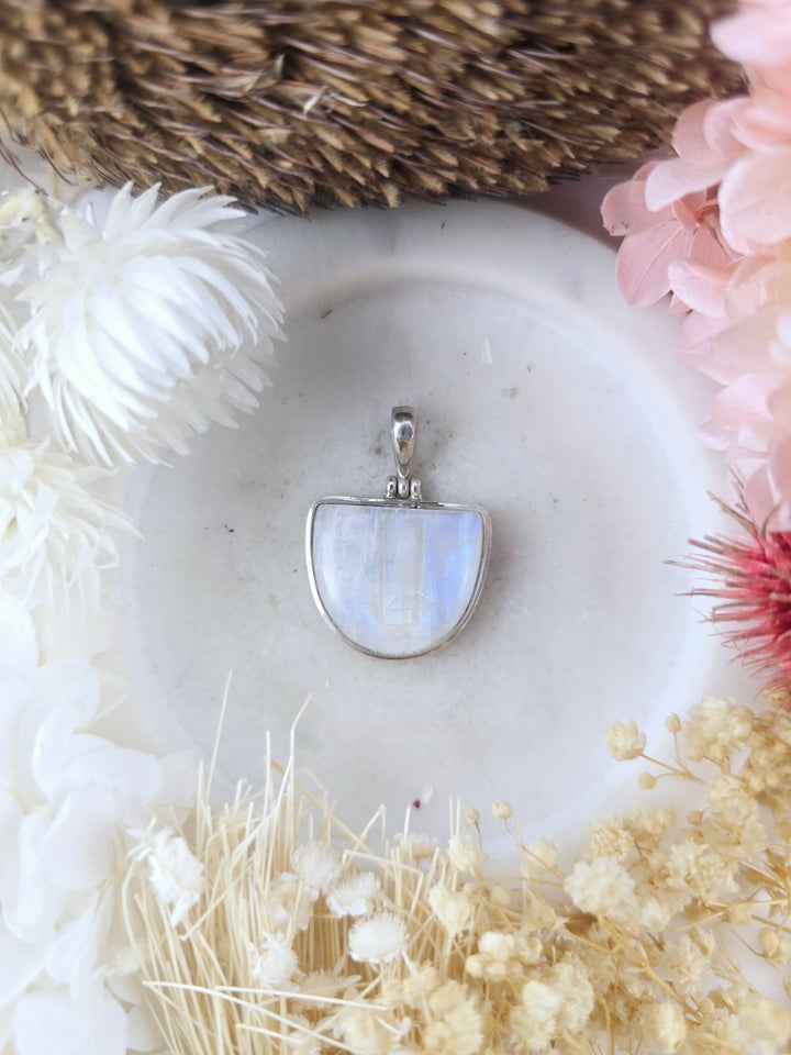 Rainbow Moonstone Sterling Silver Pendant