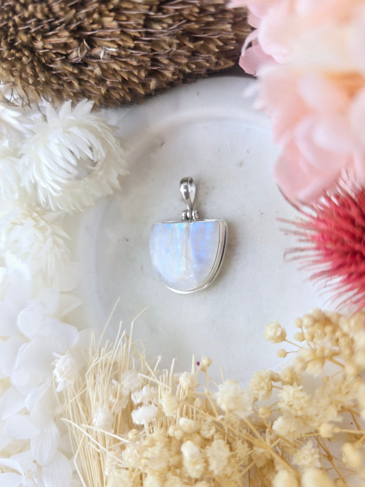 Rainbow Moonstone Sterling Silver Pendant