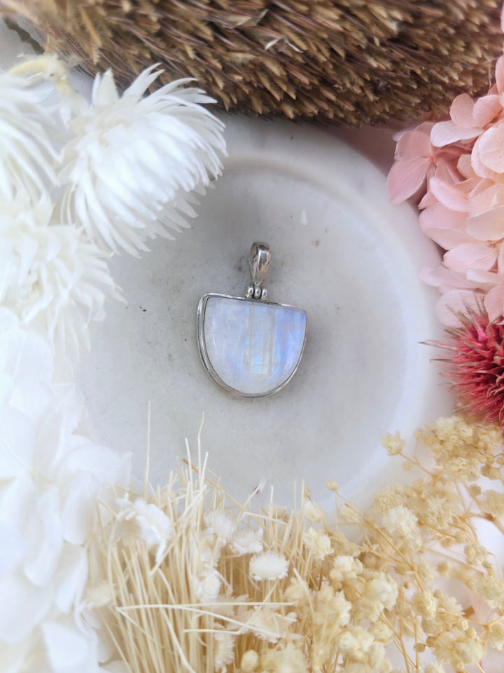 Rainbow Moonstone Sterling Silver Pendant