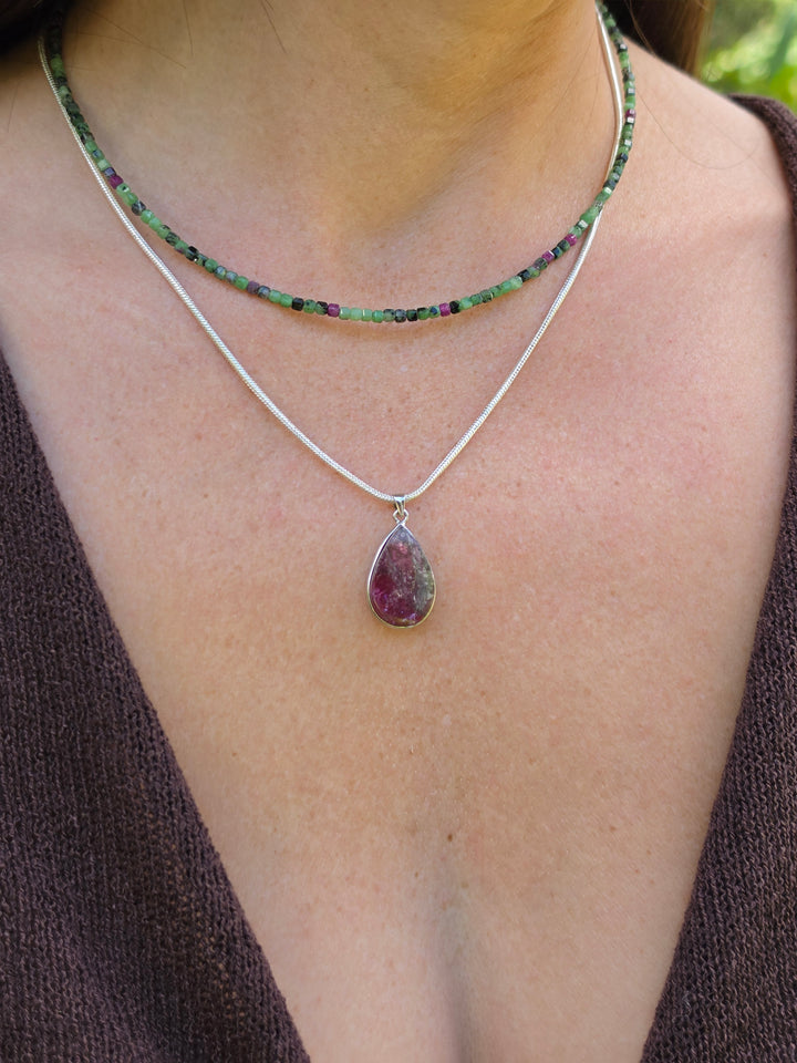 Watermelon Tourmaline Silver Pendant — Tender & Whole