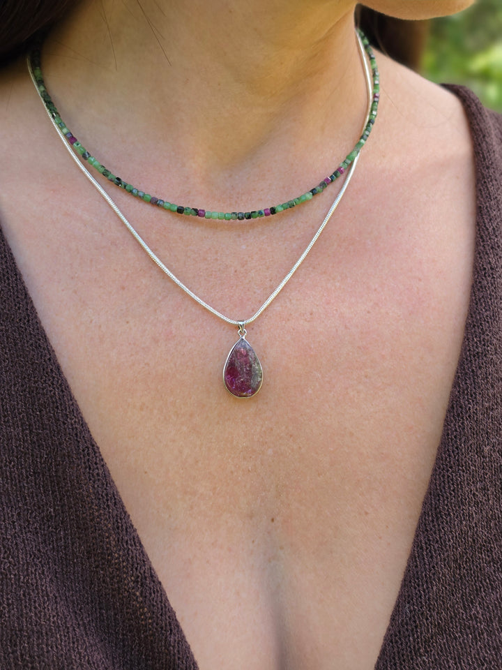 Watermelon Tourmaline Silver Pendant — Tender & Whole