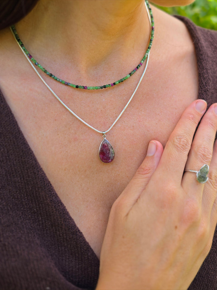 Watermelon Tourmaline Silver Pendant — Tender & Whole