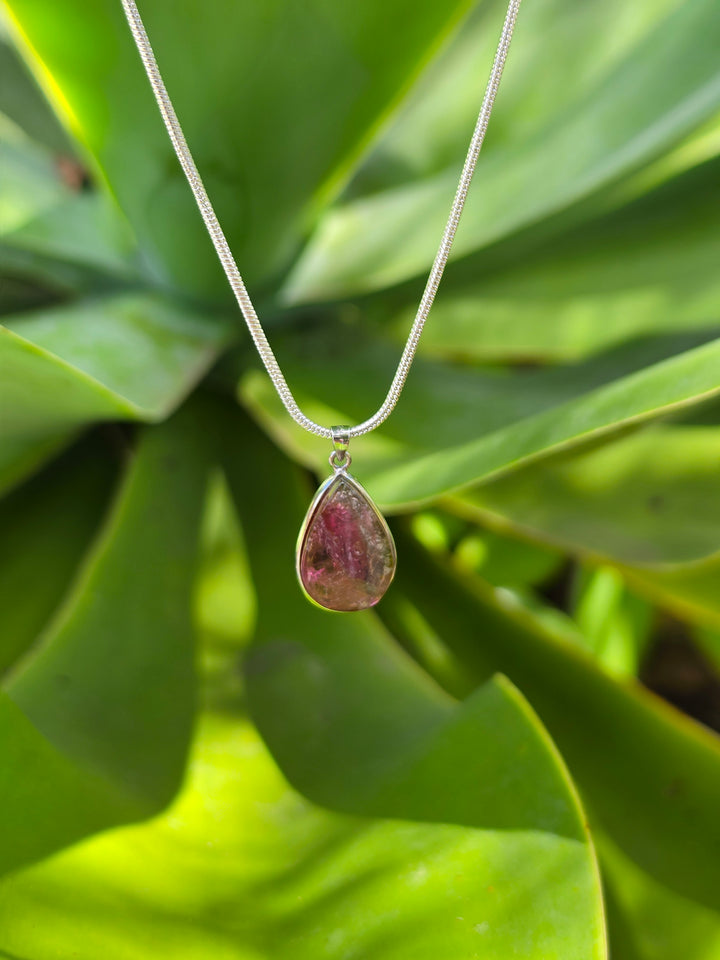 Watermelon Tourmaline Silver Pendant — Tender & Whole
