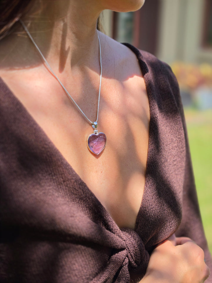 Amethyst Heart Silver Pendant — The Quiet Mind